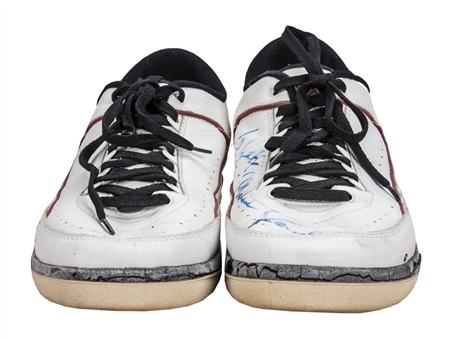 1987 Michael Jordan Game Used & Signed Air Jordan II Low Sneakers Attributed To 4/13/87 Game at Milwaukee - 50 Point Game! (MEARS, Letter of Provenance & Beckett)
